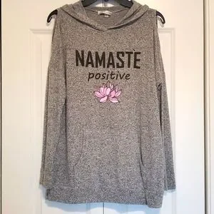 Moa Moa Tops Moa Moa Namaste Positive Long Sleeve Gray Juniors